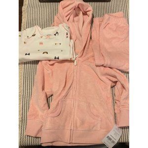 Carter's 2pc Baby Girl Pink 2-Way Zip-Up Footie Coverall Set main image 0